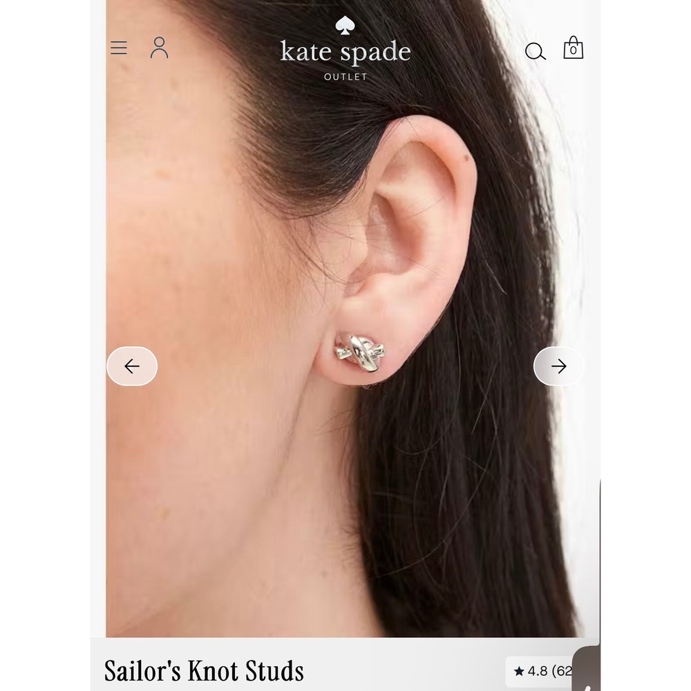 Kate Spade Sailor's Knot Studs‎ OS Silver Nautical Preppy Minimalist Earrings